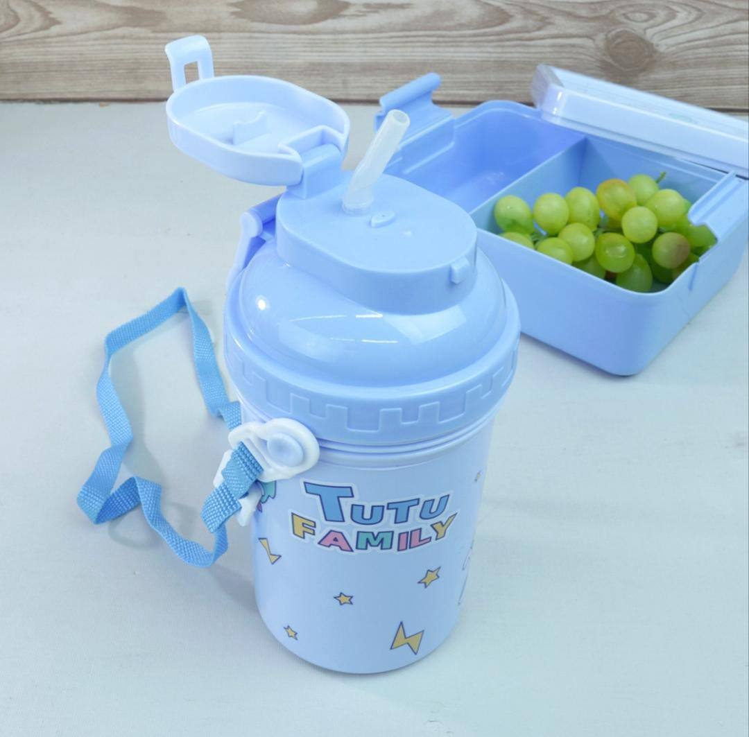 Children's Lunch Box Kit with 2 Cutlery Sets + 500 ml Bottle