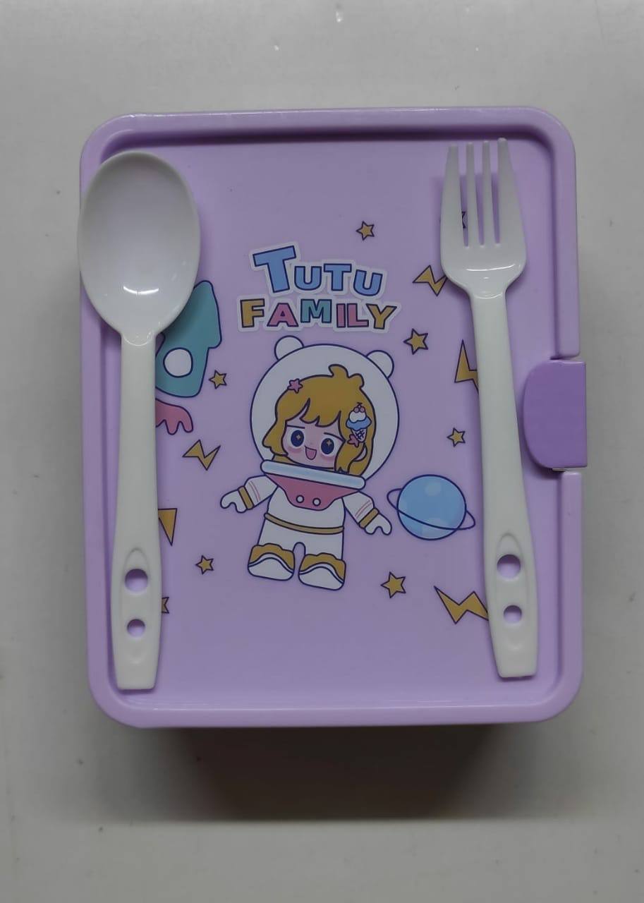 2 compartment Tutu family Lunch Box for Kids with spoon and fork