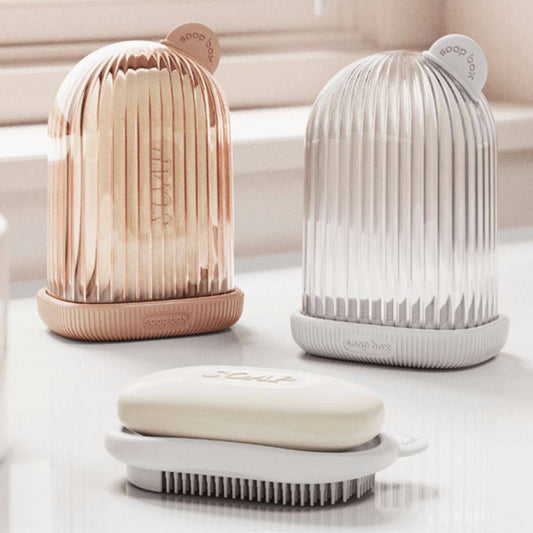 Portable Travel soap dish holder with shower brush