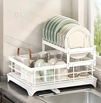2 tier dish rack with cutlery holder & Chop Board Holder
