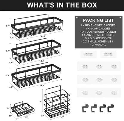 5pcs set Shower caddy shelf/Bathroom organizer
