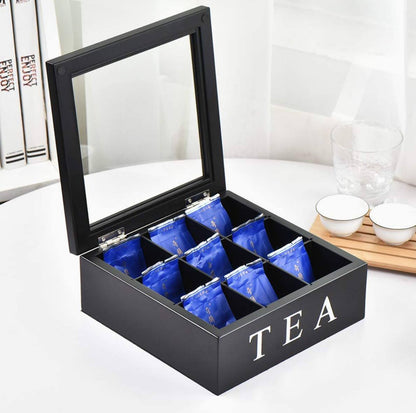 9 grid tea bags organizer box