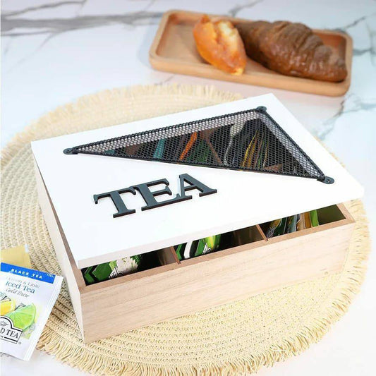 6 compartments wooden teabag / coffee organizer