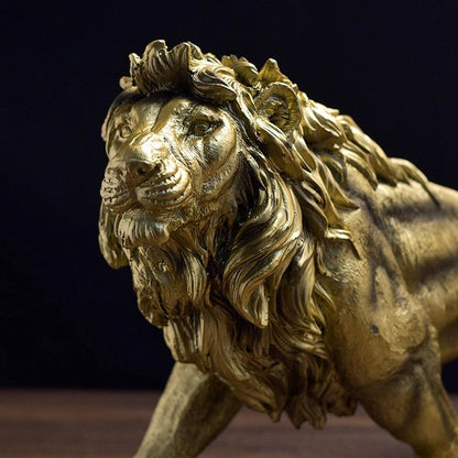 Golden Lion King Resin Desktop Animal Statue Decoration