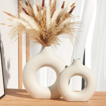 Porcelain Ceramic 2 in 1 Elegant Decor Donut Flower Vases
