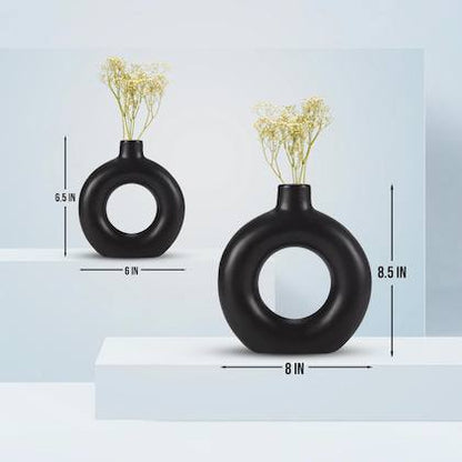 Porcelain Ceramic 2 in 1 Elegant Decor Donut Flower Vases