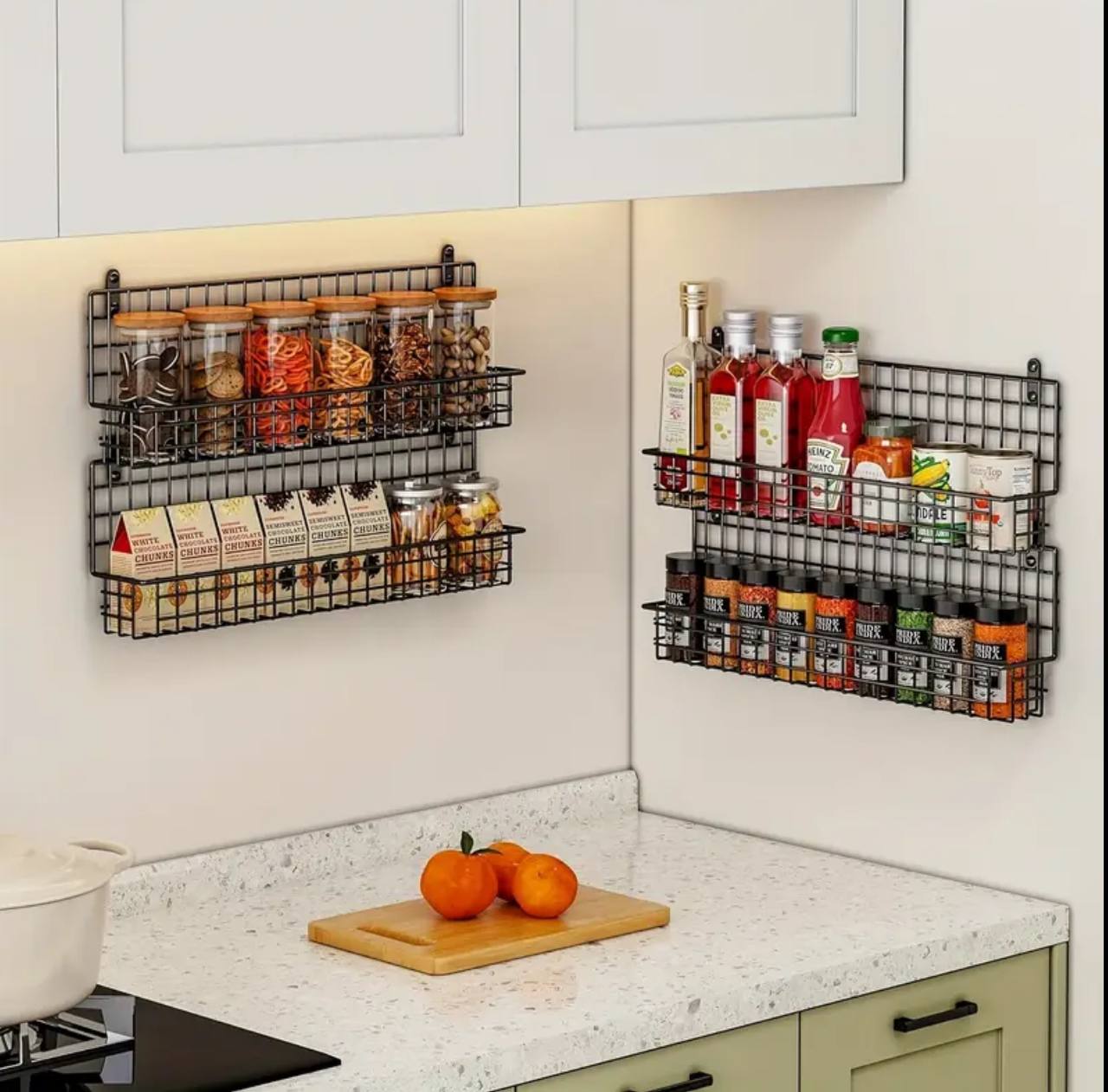 High Quality 4 tier Wall-Mounted Metal Spice Rack