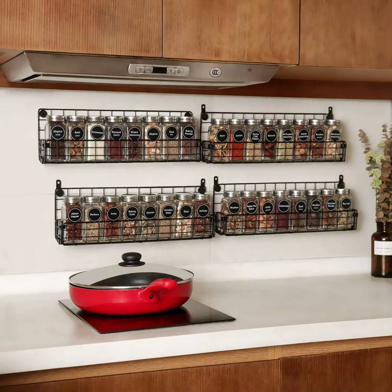 High Quality 4 tier Wall-Mounted Metal Spice Rack