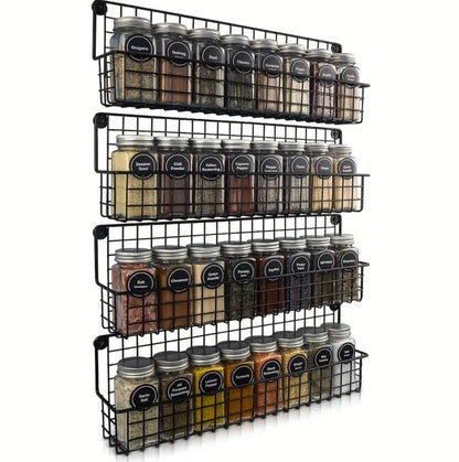 High Quality 4 tier Wall-Mounted Metal Spice Rack