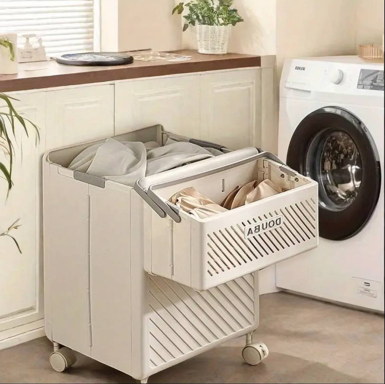 2pcs Foldable laundry Hamper basket with Wheels