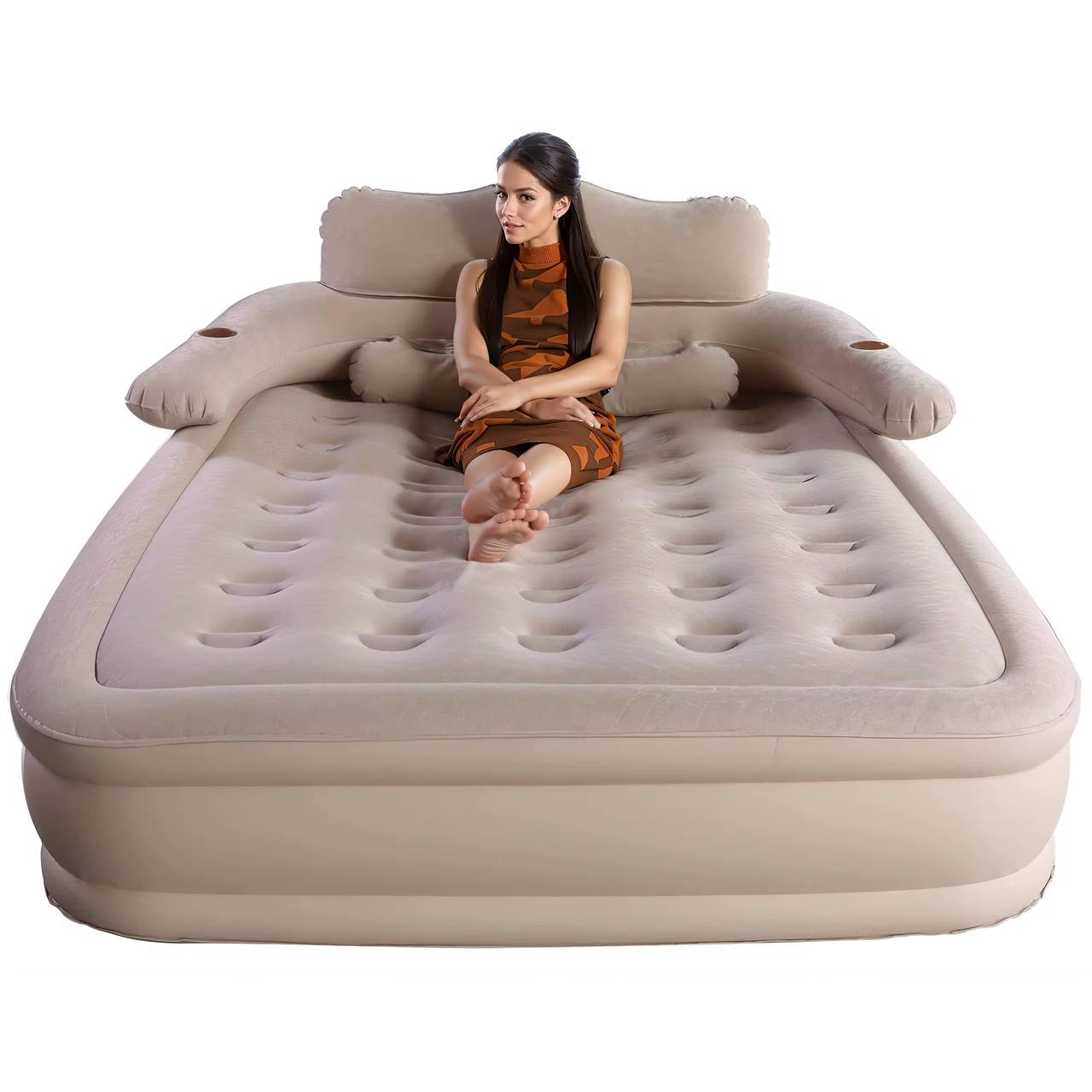 Inflatable bed with backrest