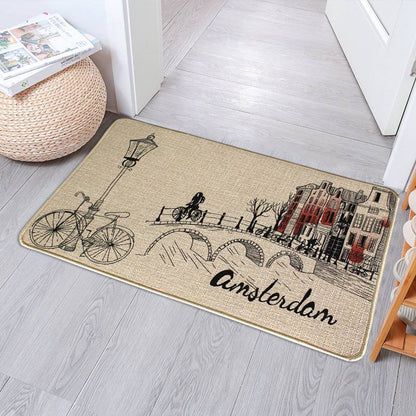 Rubber bottom entry door mat