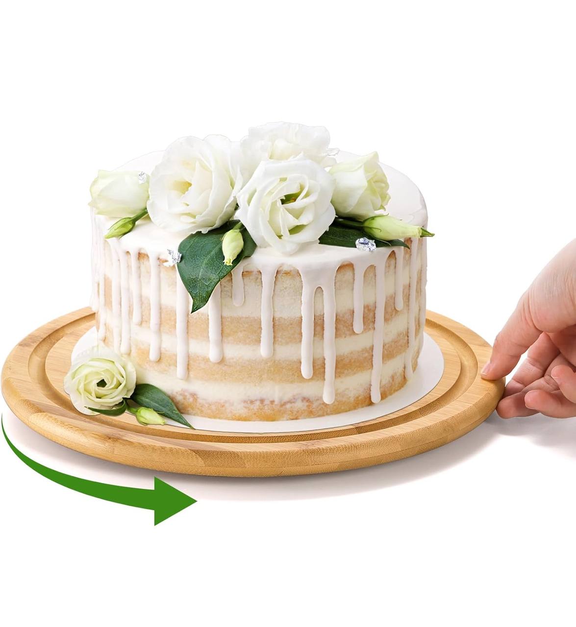 High quality bamboo base cake/fruit stand with high quality acrylic top dome cover