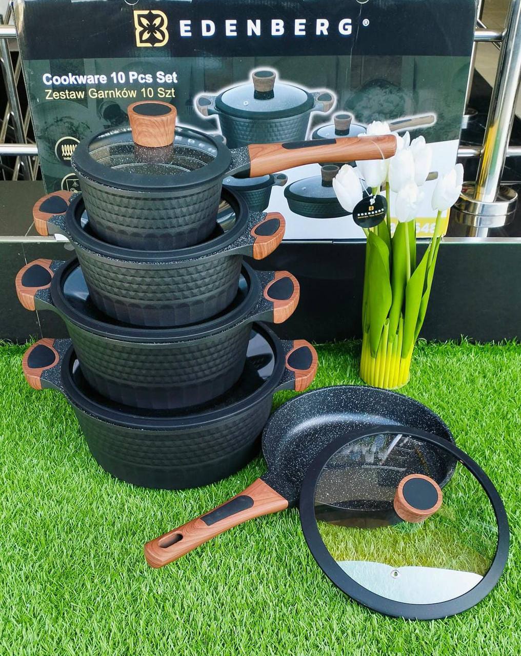 10pcs Black Edenburg  Nonstick Cookware set