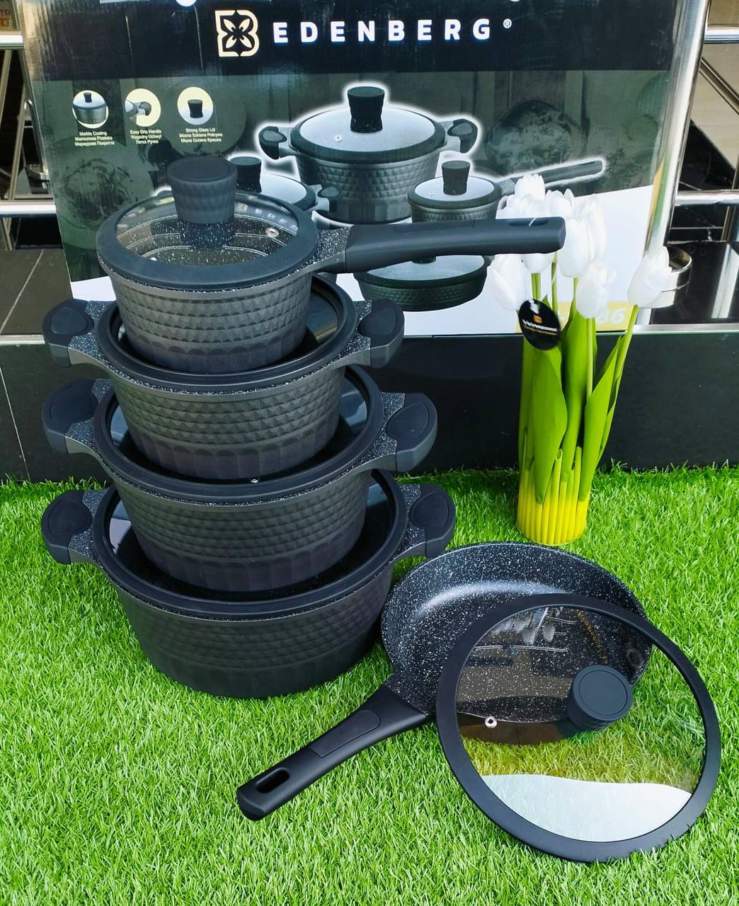 10pcs Black Edenburg  Nonstick Cookware set