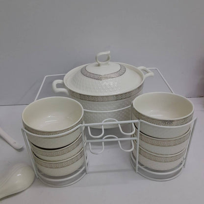 15PCS SOUP CEREMIC SET white