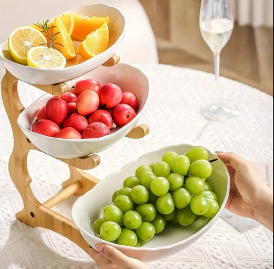 3 layer ceramic fruit plate