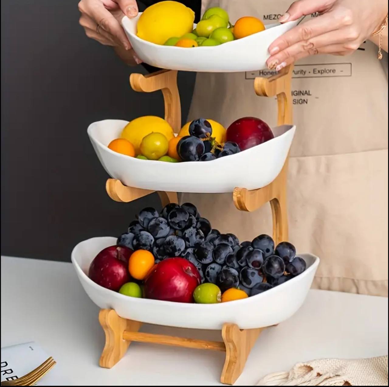 3 layer ceramic fruit plate