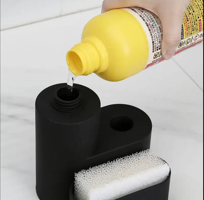 Kitchen soap dispenser 3 in 1 with dish washing brush and sponge holder set.