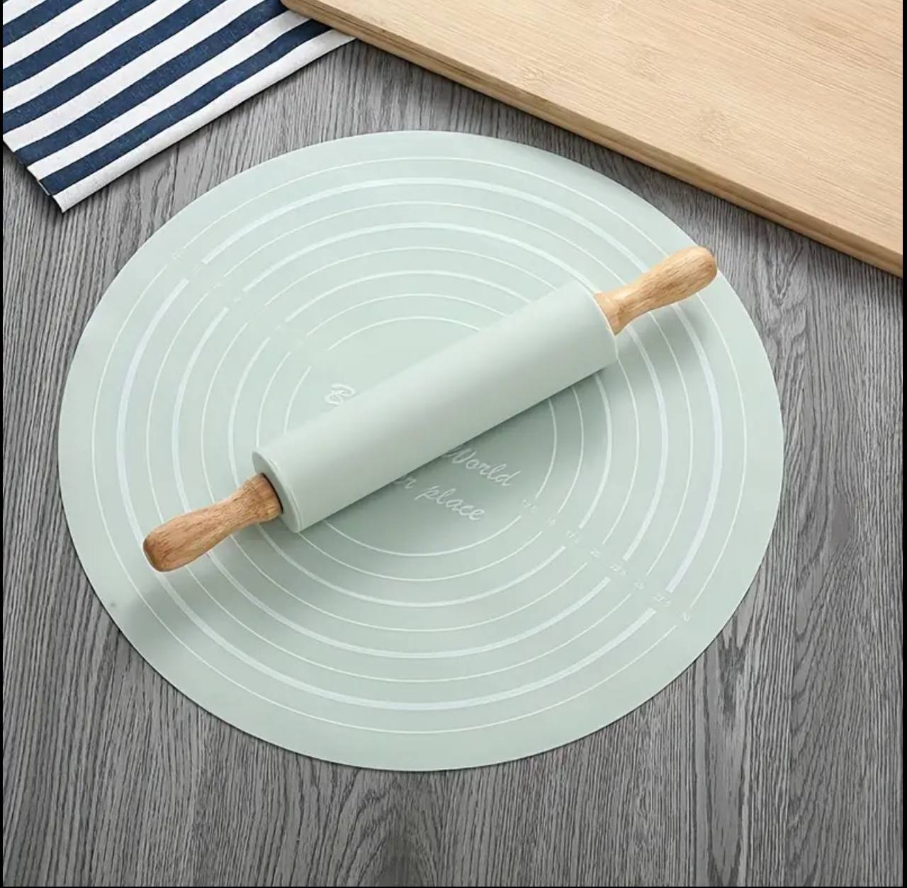 Silicone Baking Mat with  Rolling Pin Set