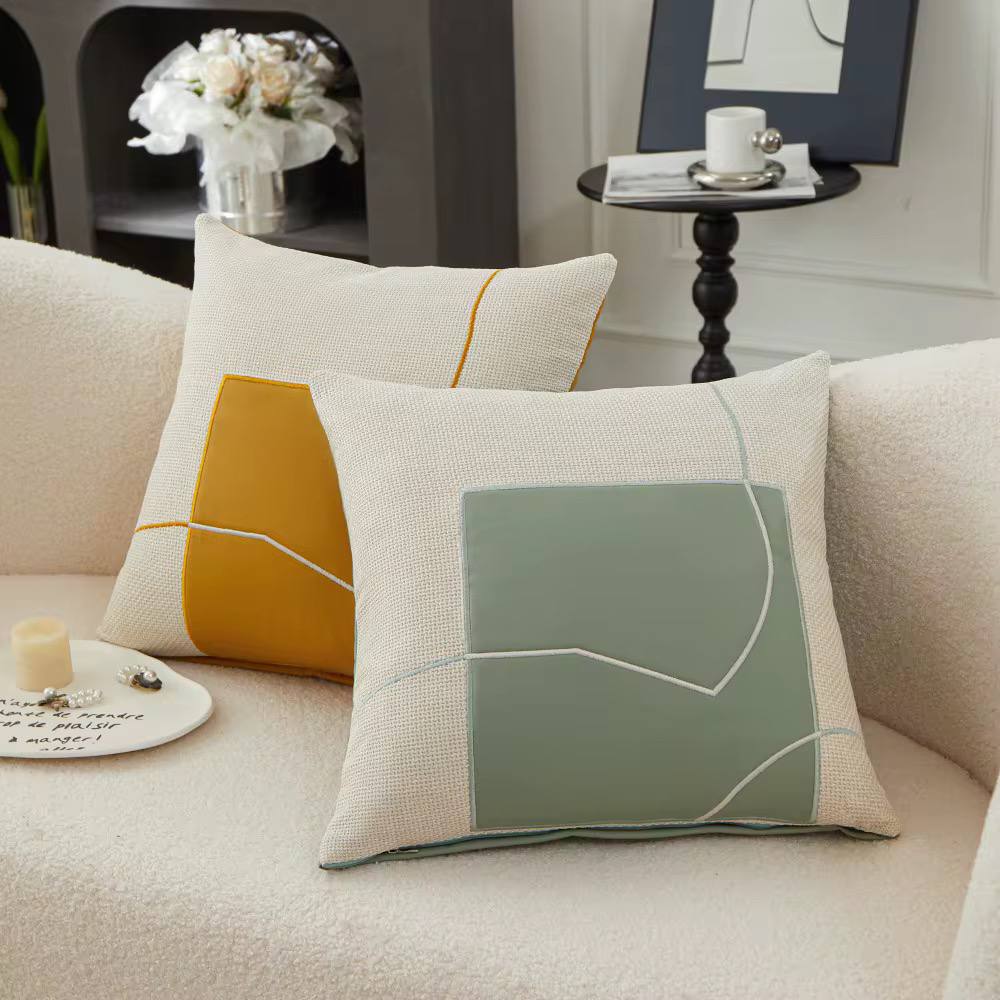 Geometric embroidery pillow case