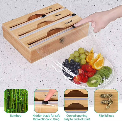 Bamboo wrap dispenser with cutter
3 layer