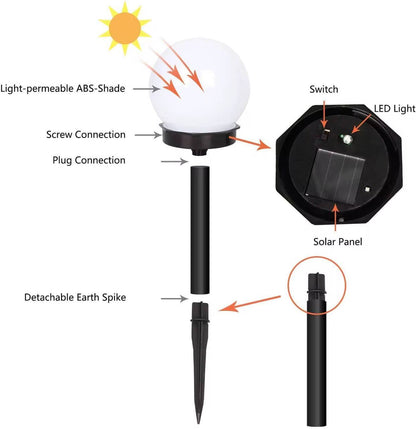 6 pieces outdoor ball Solar light