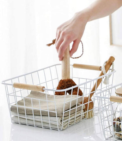 Metal Wire Storage Basket With Handle