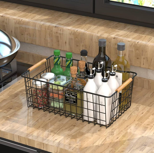 Metal Wire Storage Basket With Handle