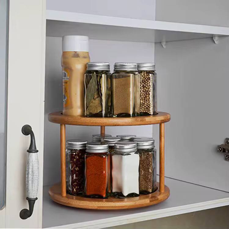 Bamboo rotating spice rack