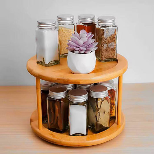 Bamboo rotating spice rack