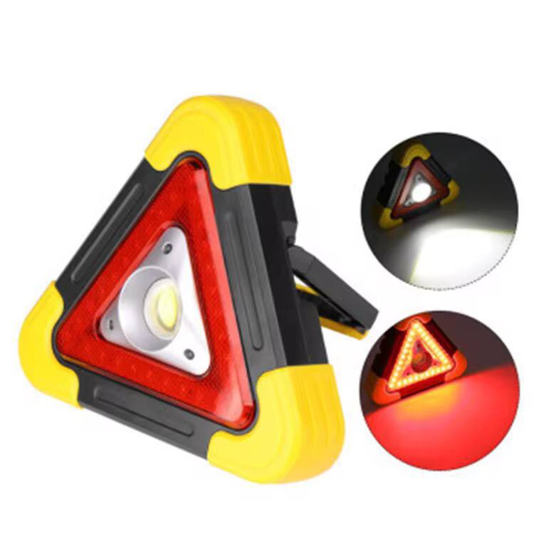 Battery powered 3 mode triangle warning light stand
