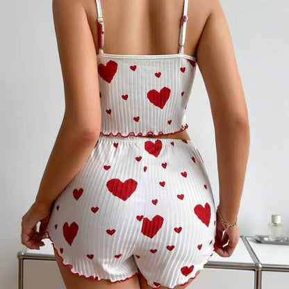 Summer Sleepwear Women Heart Print