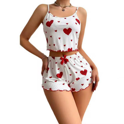 Summer Sleepwear Women Heart Print