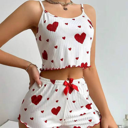 Summer Sleepwear Women Heart Print