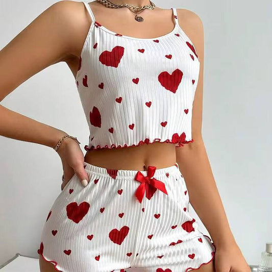 Summer Sleepwear Women Heart Print