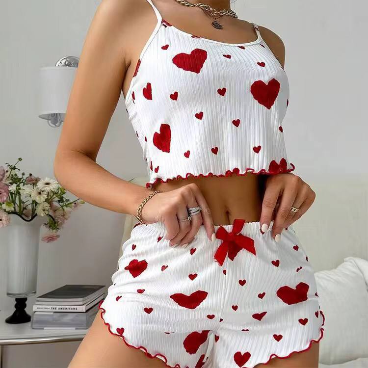 Summer Sleepwear Women Heart Print