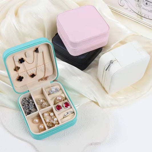Portable travel storage organizer jewelry case.