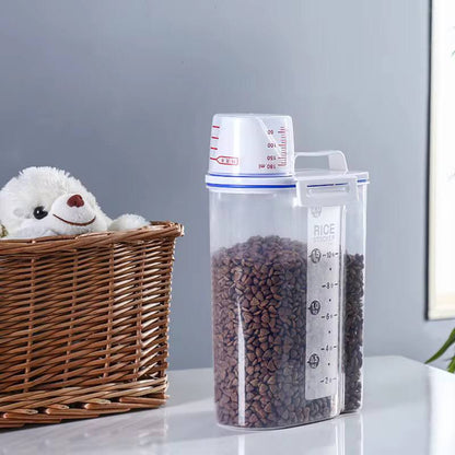 Cereal  Storage Container with measuring cup and handle
