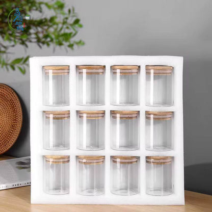 12pcs Round Glass spice jar set
