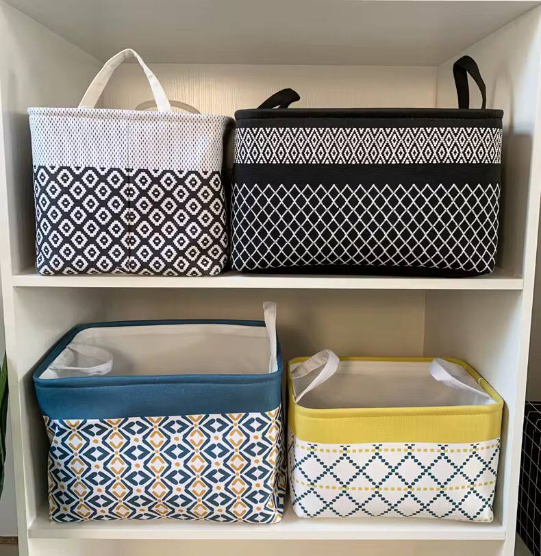 Large closet basket storage organized.