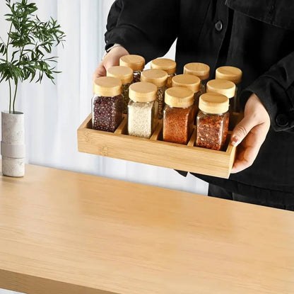 Spice jars set with bamboo stand