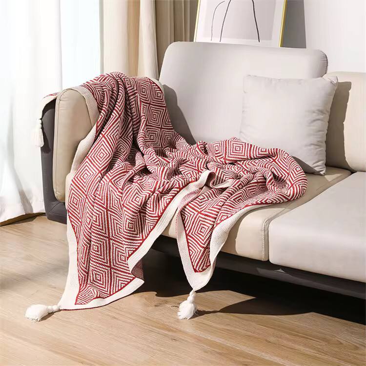 Bohemian knitted throw blankets .