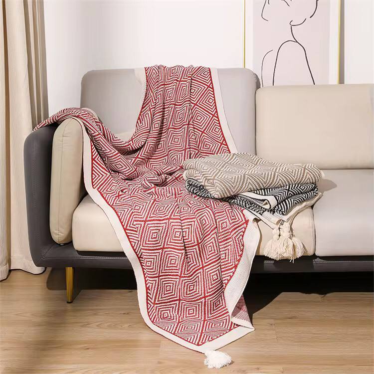 Bohemian knitted throw blankets .