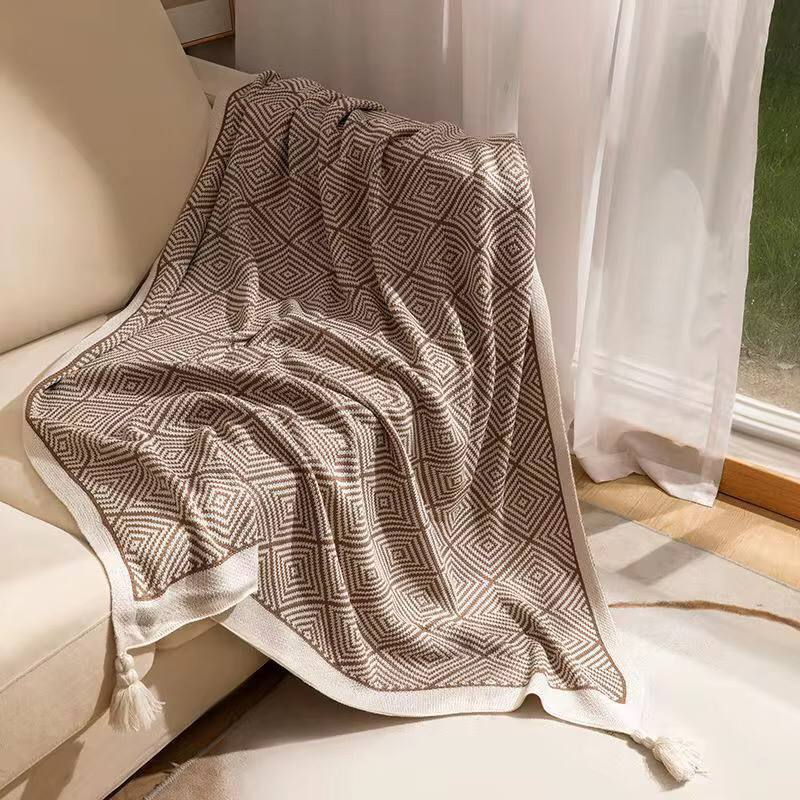 Bohemian knitted throw blankets .