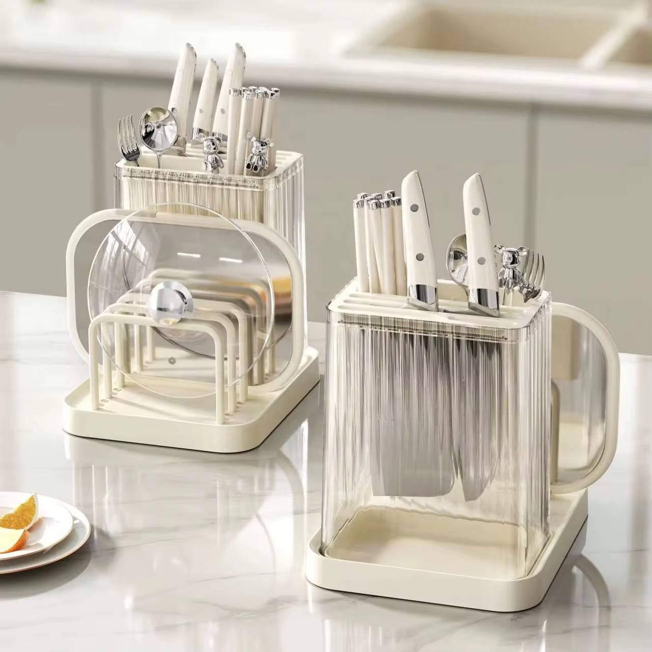 Multifunctional cutlery organizer with chopping board holder and knife organizer