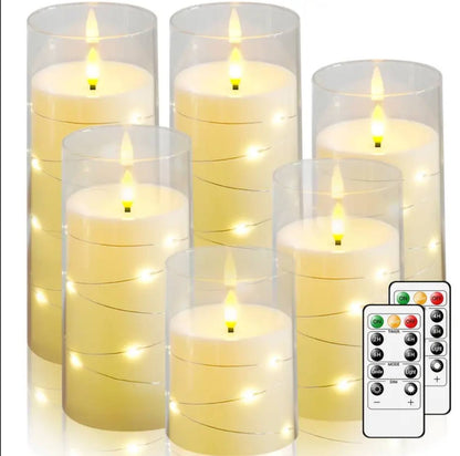 5pcs Acrylic flameless LED candles with string light