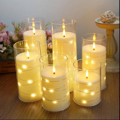 5pcs Acrylic flameless LED candles with string light