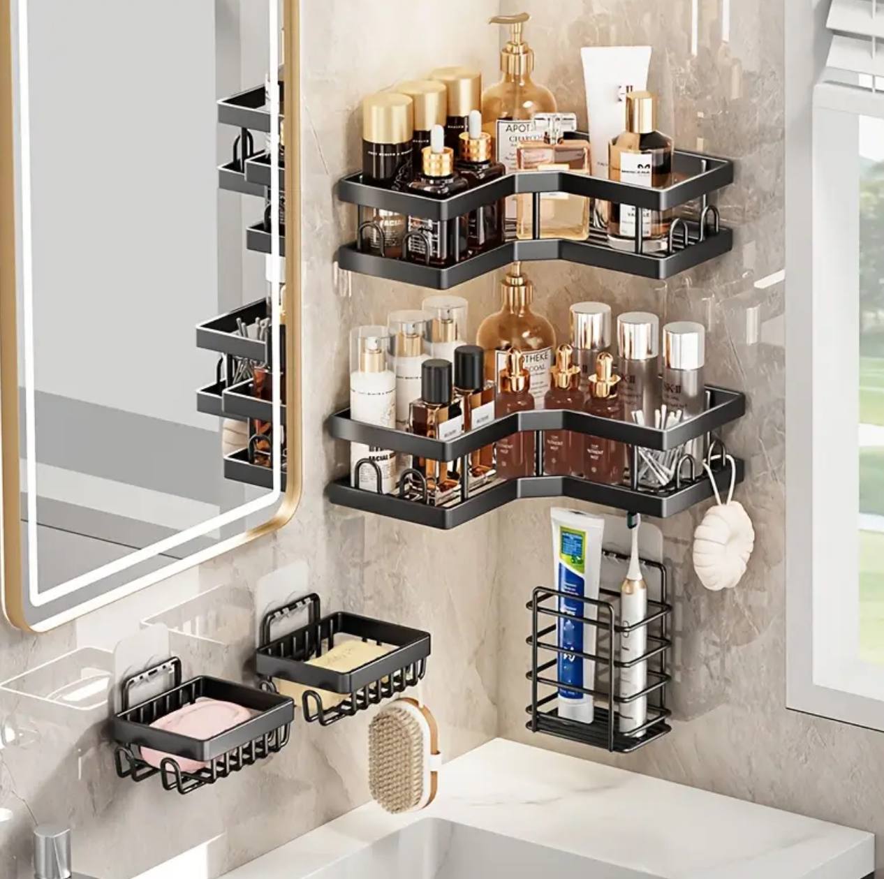 5pcs Set   Corner Bathroom organizer