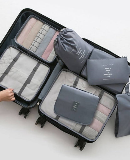 Travel in style with these 8pcs Luggage Travel Organizers For Suitcase With Toiletry Case&nbsp;